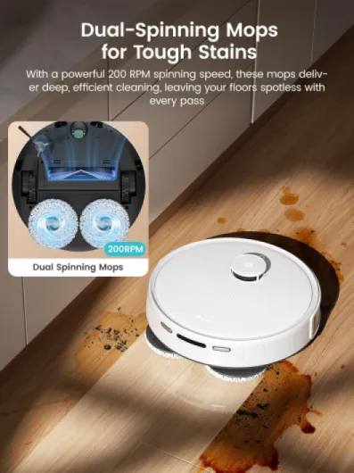 M3 Robot Vacuum Cleaner with Mop,12,000Pa,Smart Obstacle Avoidance Pearl White