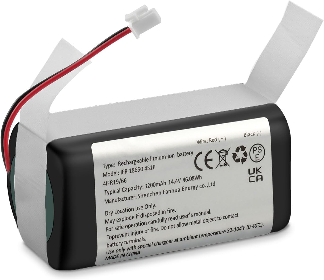 3200mAh RVBAT850 Replacement Battery for Shark Ion R75, AV752, AV751, RV761, R85, RV850, S87,RV700 N, RV720 N, RV851WV, RV871, RV1000S, RV1100VL, RV101AE, UR1000SR Vacuum Cleaners (2-Prong Connector)