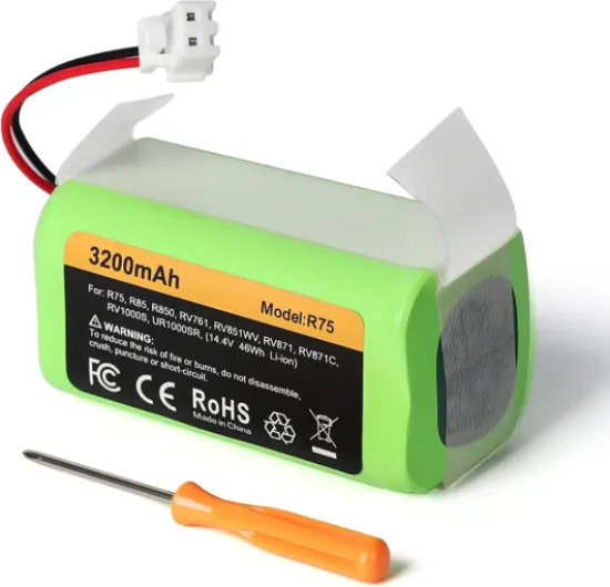 Replacement RVBAT850 Battery (3200mAh, 2-Prong Connector) Compatible with Shark Ion R75, R85, RV761, RV850C, RV1000S, RV700 N, RV720 N, UR1000SR (1 Pack)