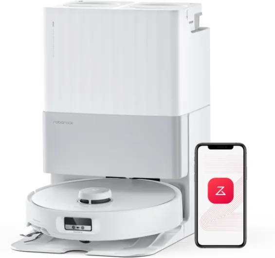 Qrevo Edge Robot Vacuum and Mop, 18,500Pa Suction, Zero-Tangling, AdaptiLift Chassis, Al Obstacle Recognition, Hot Water Mop Washing & Dock Self Cleaning, Corner to Edge Deep Cleaning