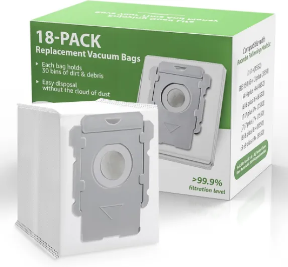 18 Pack Vacuum Bags for iRobot Roomba i7, i7+, i7Plus, i8, i8+, i3, i3+, i4, i4+, i6, i6+, s9, s9+, s9Plus, i and s Series Clean Base Automatic Dirt Disposal Bags