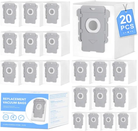 20 PACK Vacuum Bags Replacement Parts Compatible with iRobot Roomba i3, i3+,i7, i7+, j7, j7+,i7plus, i4, i4+,i6, i6+, i8, i8+,s9, s9+, s9plus,I & S & J Series Clean Base Automatic Dirt Disposal Bag