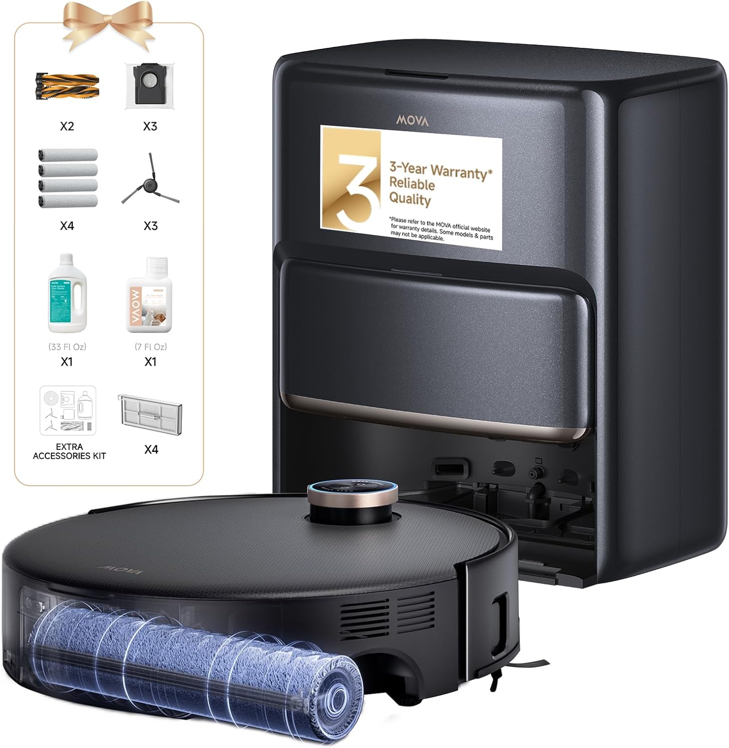 Z60 Ultra Roller Complete Robot Vacuum and Mop, 28,000Pa Suction, Roller Real-Time Flutting Self-Washing, Auto Carpet Shield, Extendable for Edge Cleaning, Anti-tangle DuoBrush, Care-Free Station Z60UltraRollerComplete