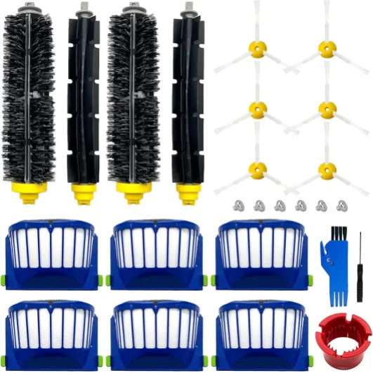Replacement Parts Kit for irobot Roomba 600 Series 694 676 675 692 695 677 671 655 645 690 680 660 650 620 614 & 500 Series 595 585 564 robot, 2 Bristle & 2 Beater Brush, 6 Filter, 6 Side Brush 2+6+6