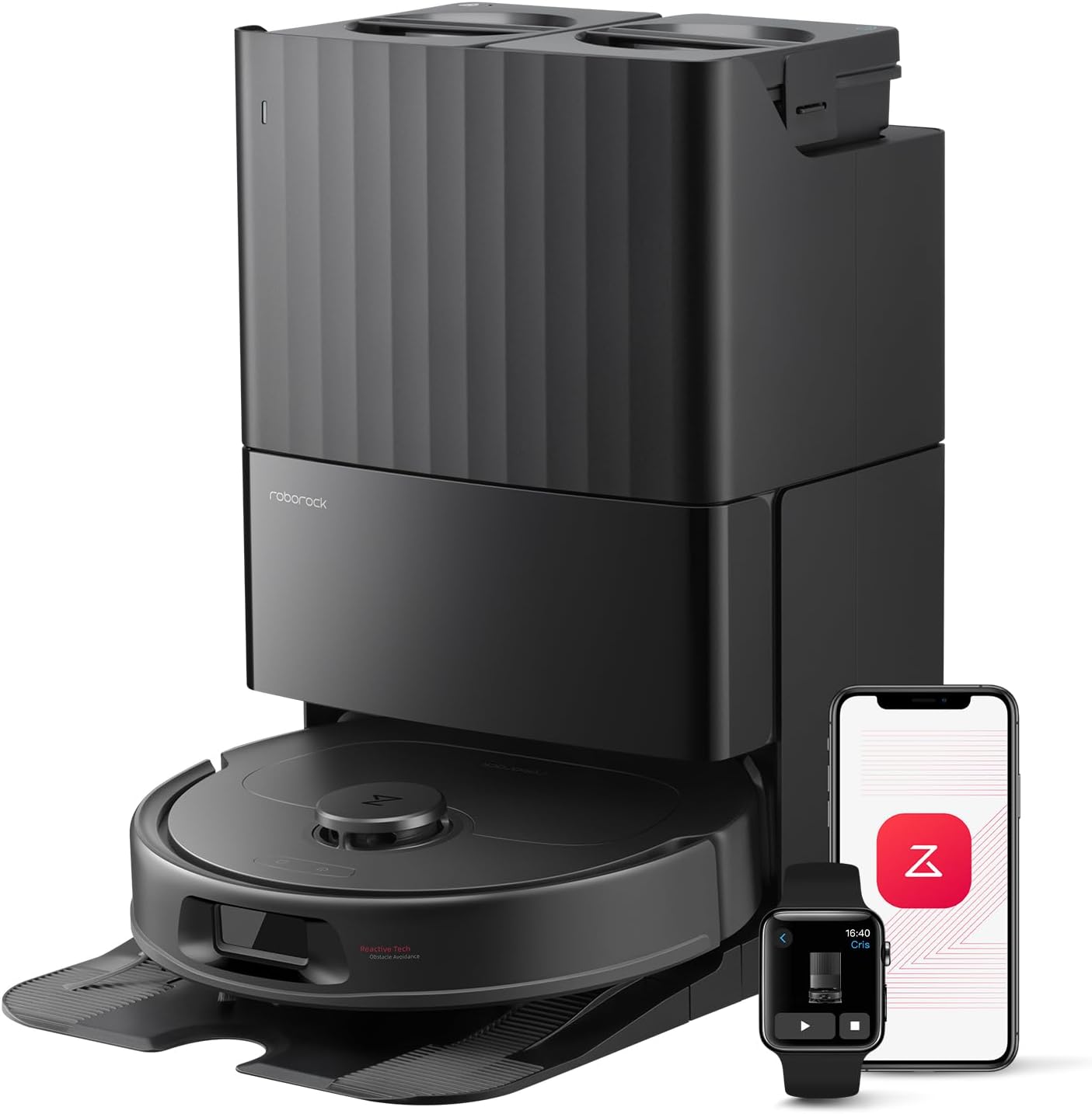 QV 35S Robot Vacuum and Mop, All-in-one Vacuum Cleaner, 10,000Pa Powerful Suction, Self Emptying & Refilling, Self Mop Washing & Air Drying, Anti-Tangle Brushes for Home, Pet Hairs, Black