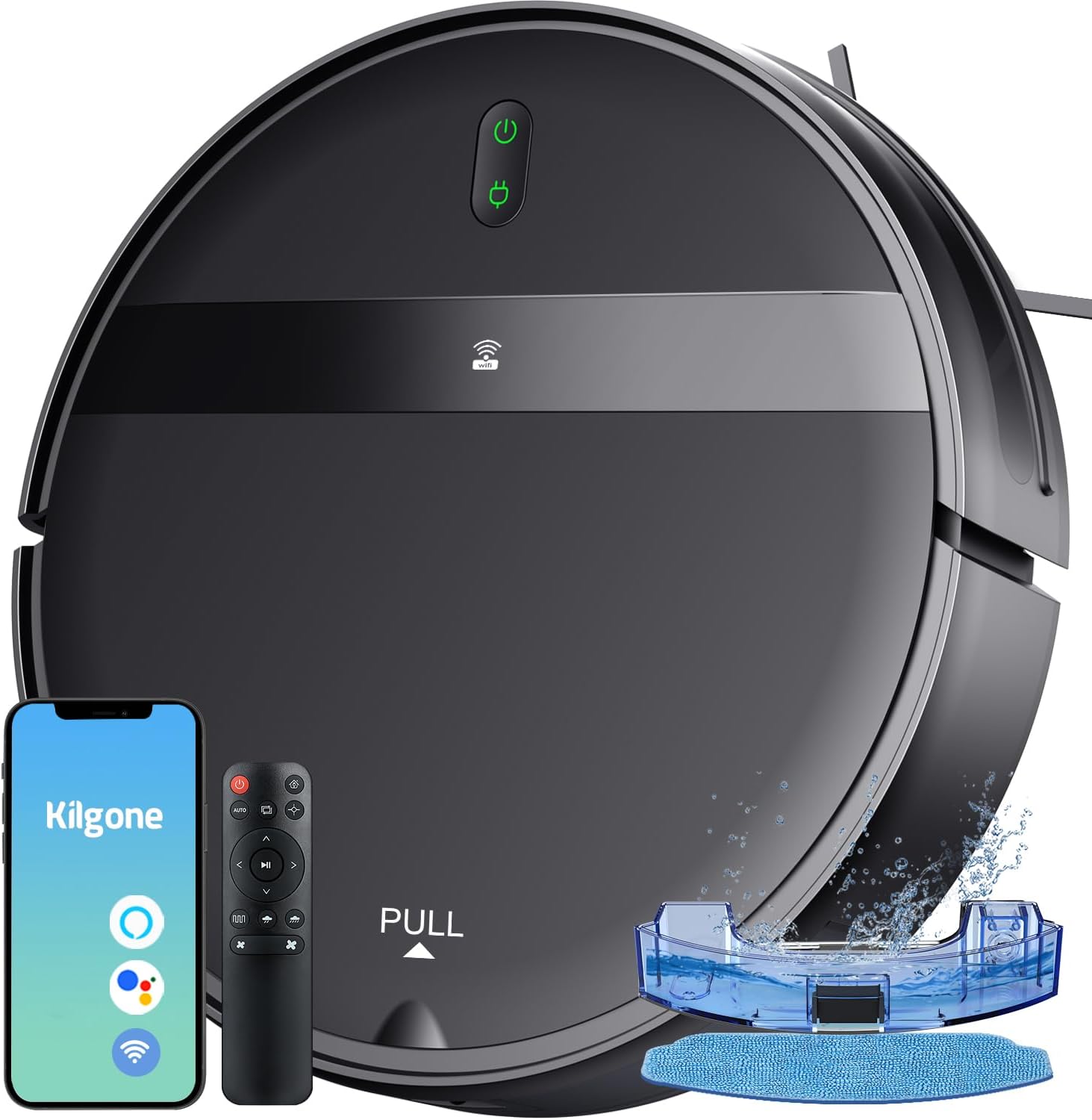 Robot Vacuum and Mop Combo, App/Alexa Control, Smart Robot Vacuum Cleaner, Ultra-Thin, Automatic Recharge Robotic Vacuum Cleaner for Pet Hair/Carpet/Hard Floor Black Dimgray