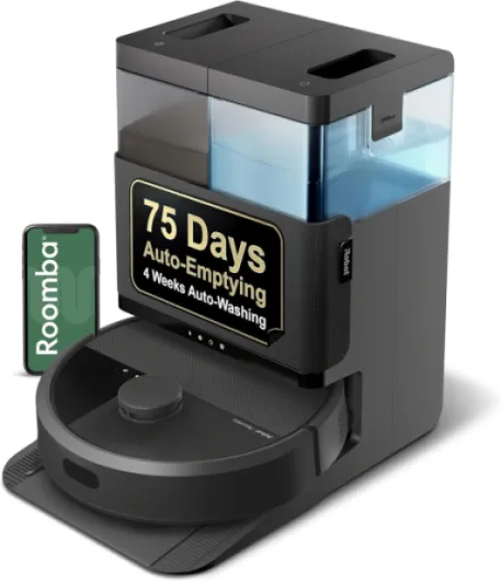 Roomba Plus 405 (G181) 2in1 Vacuum & Mop Robot with AutoWash Dock - Dual Spinning Mop Pads, Smart & Fast Mapping, Ideal for Pet Hair, Self-empties 75 days, Intense Suction, Pad Washing & Drying