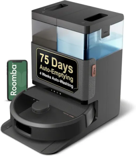 Roomba Plus 505 Combo Robot Vacuum & Mop with AutoWash Dock - Extending Spinning Mop Pads, Self-Empties, Pad Wash & Heated Drying, Self-cleaning, Recognizes & Avoids Obstacles, LiDAR Navigation Black