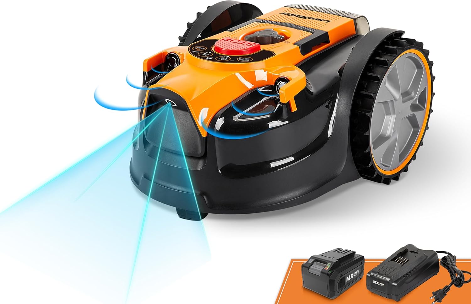 OcuMow™ Perimeter Wire Free Robot Lawn Mower Cuts Small Lawns 1000-2000 Square Feet with Optical Navigation, Obstacle Avoidance, Low Noise and No Go Function Robot Mower