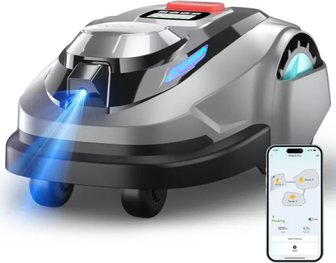 N1600 PRO Wireless Robot Lawn Mower, RTK+Vision Navigation, 0.4 Acre Coverage, APP Smart Control, Multi-Zone Mowing, Ordered Cutting Path, Smart Robot Lawn Mower for Yards Deep Grey