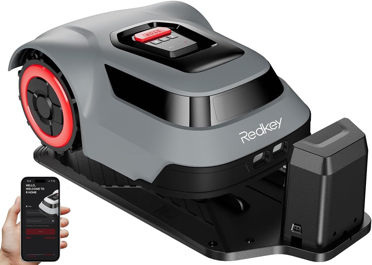 MGC1000 Robot Lawn Mower with 590ft Boundary Wires for 0.25 Acre (1/4 Acre), 45% Slope, 70Mins Runtime, Auto Recharge, Automatic Robotic Lawn Mower w/Precise Location & Breakpoint Detection Mows up to 1/4 (0.25) acre