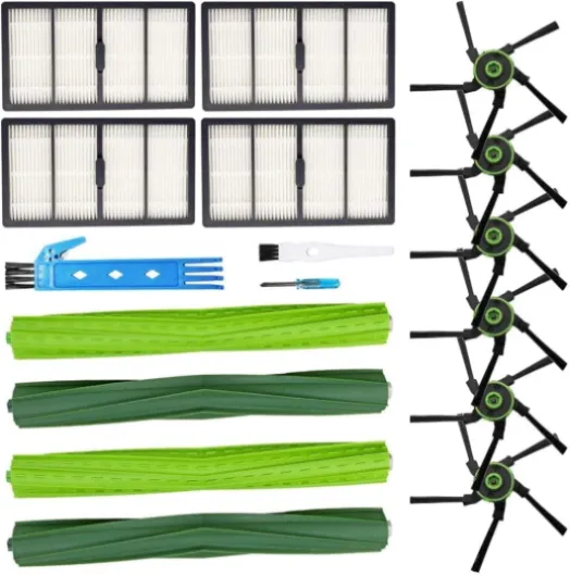 Replacement Parts Fit for iRobot Roomba s9 (9150) s9+ (9550) s Series Wi-Fi Connected Robot Vacuum Kits (2 Rubber Brushes, 4 Filters, 6 Side Brushes) Style 1