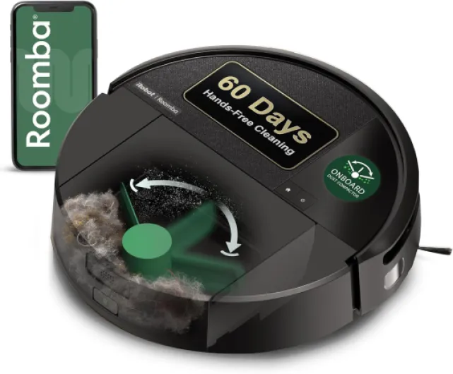 Roomba 205 DustCompactor Vac Robot Vacuum - Auto-Compacts Debris Within The Robot, No Emptying for 60 Days, Bagless, Intense Power-Lifting Suction, LiDAR Navigation, Multi-Surface Cleaning