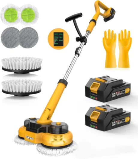 6000mAh Battery Cordless Electric Mop M1 Pro, 800RPM Electric Power Scrubber & Mops for Floor Cleaning, Automatic Spin Mops with Smart Display,Rotating Mop with LED Light & Water Spray Mop with 50-inch Handle