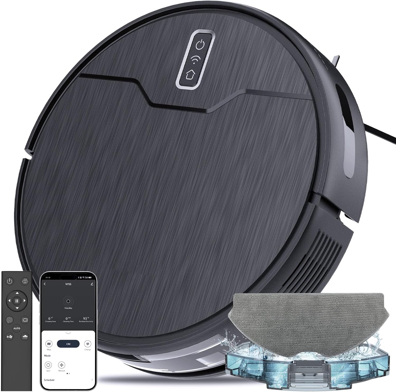 Robot Vacuum and Mop Combo, Robot Vacuum Cleaner, 6 Cleaning Modes, Large Capacity Water Tank Dustbin, Self-Charging, WiFi/App/Alexa, Ideal for Hard Floor, Carpet, Pet Hair Grey-1