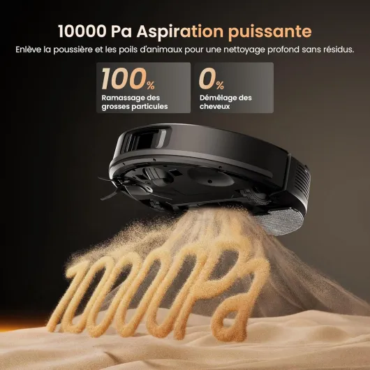 Proscenic Q20 Plus Robot Aspirateur Laveur 10000Pa avec Station Sans Sac Vidage Automatique,200Min Aspirateur Robot et Serpillière,Nav Lidar Cartographie,Évitement d'obstacles,Pour Poils Animaux Tapis Noir et Or