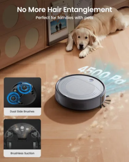 M310 Robot Vacuum Cleaner, 4500Pa Powerful Suction, Slim 7.9cm Height, 28cm Compact Size, Self-Charging, 2.4G Wi-Fi/App/Alexa Control, Ideal for Pet Hair, Hard Floors and Low-Pile Carpets M310 Grey