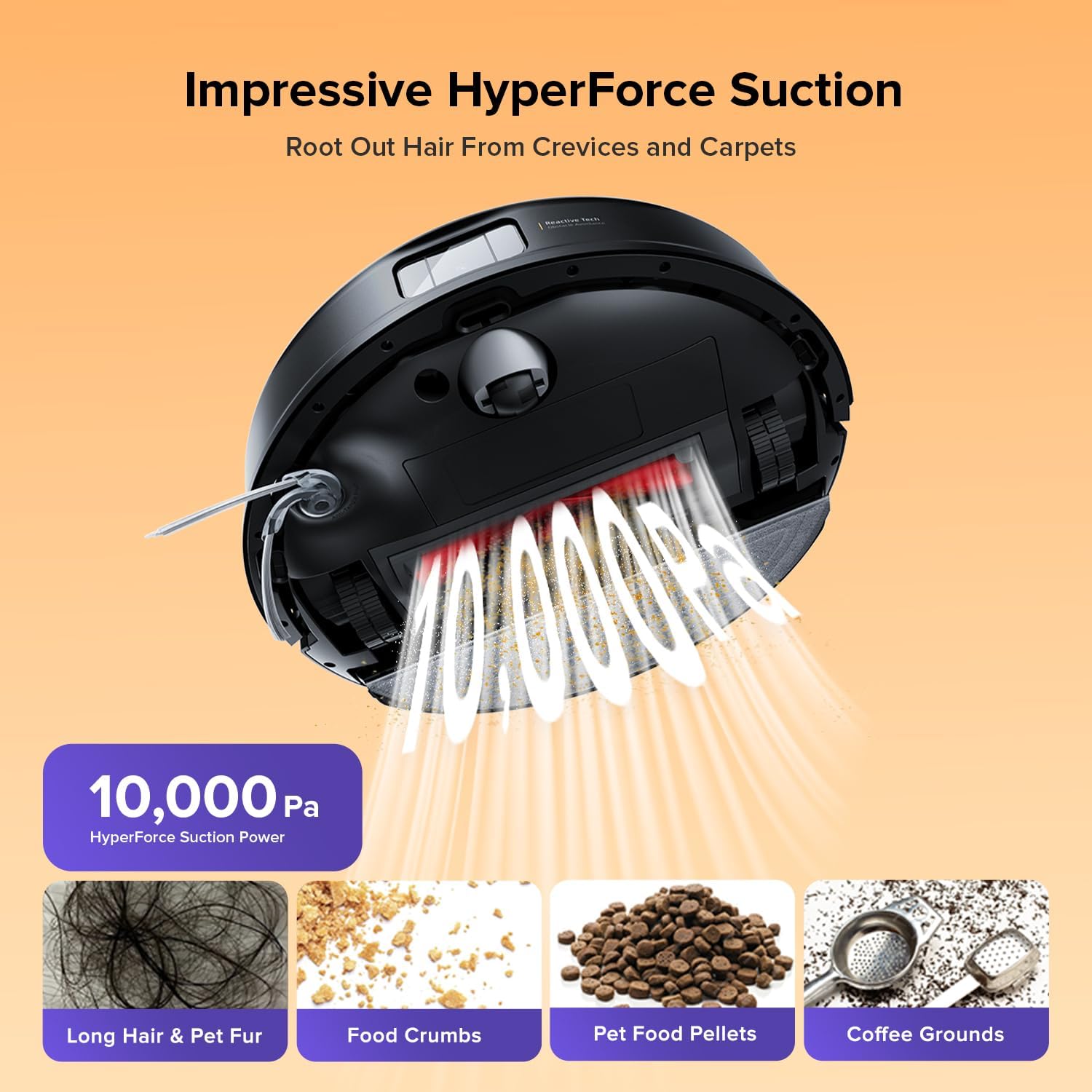 Q10 S5 Robot Vacuum Cleaner with Mop, 10,000 Pa HyperForce Suction, Dual Anti-Tangle Brushes, VibraRise 2.0 & Auto Lifting Mopping System, Smart Obstacle Avoidance, Ideal for Pet Hair, Black Q10 S5 Black