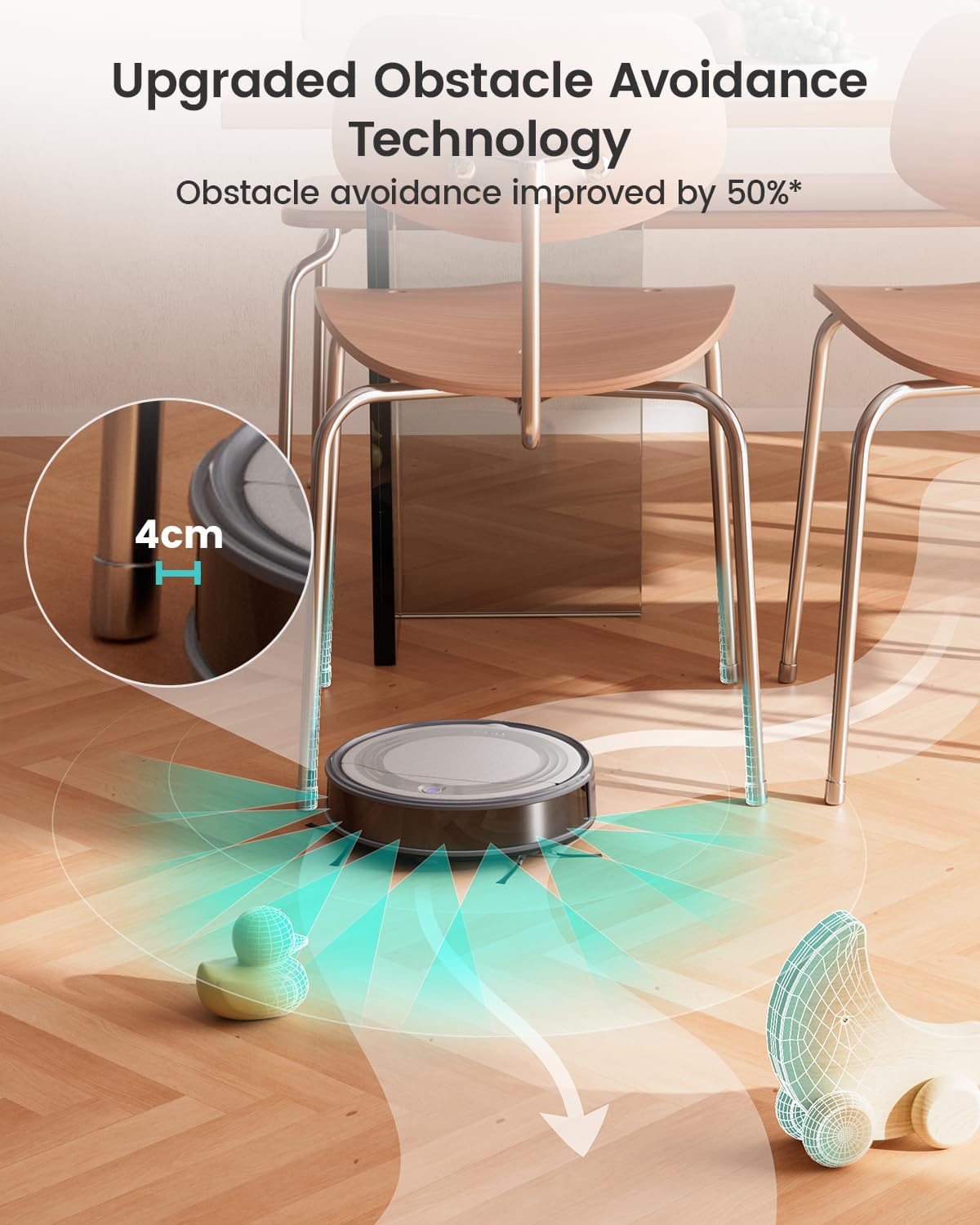 M310 Robot Vacuum Cleaner, 4500Pa Strong Suction, 180 Min, 7.9 cm Thin 28 cm Diameter, Automatic Self-Charging Small Robotic Vacuum, 2.4G Wi-Fi/App/Alexa Control, Ideal for Pet Hair Hard Floor M310 Grey
