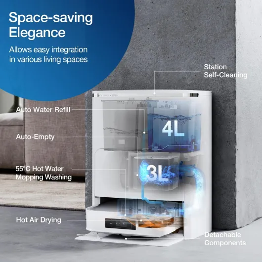 DEEBOT X2 OMNI Robot Vacuum Cleaner with Mop, 8000Pa, AI-Powered Navigation, Slim & Square Design