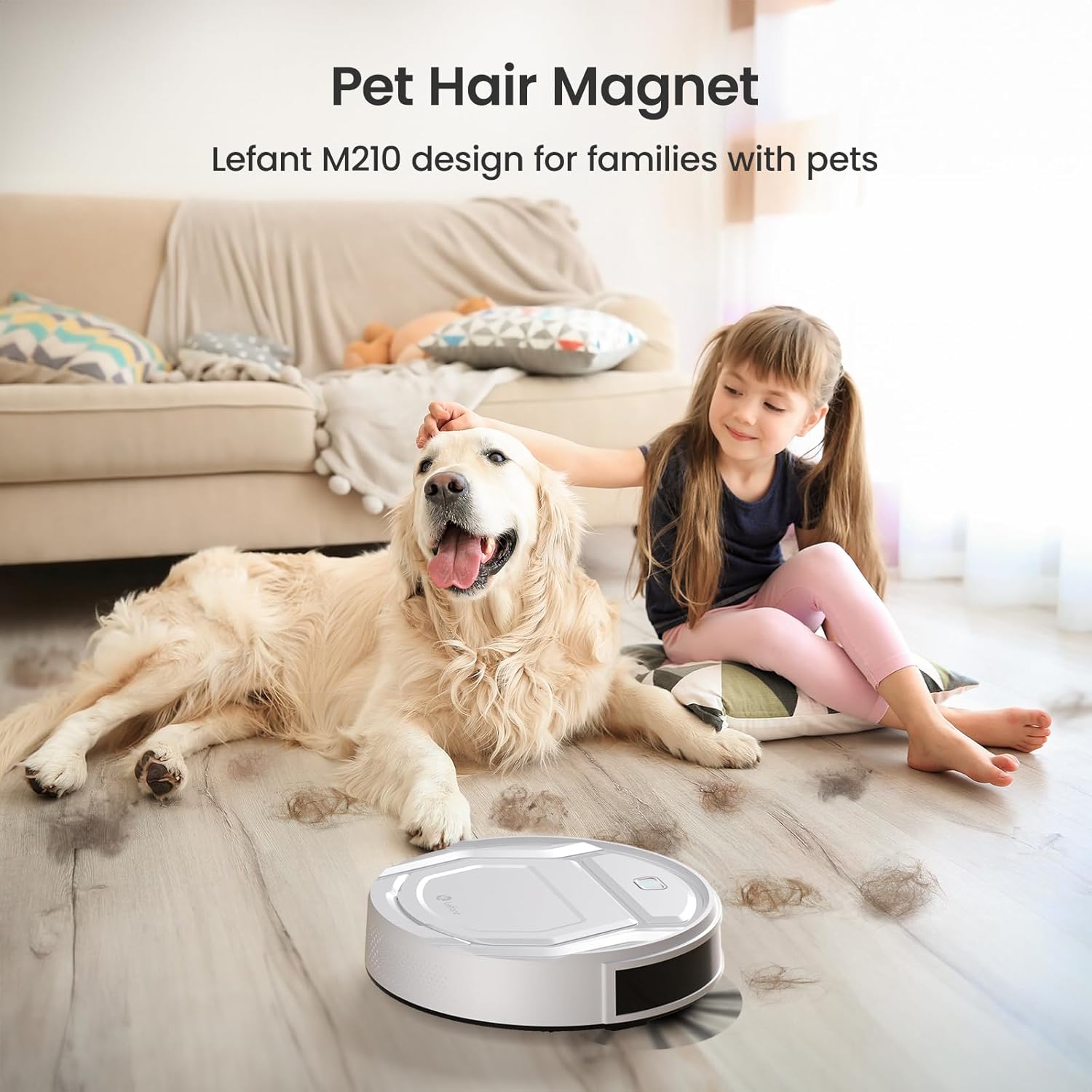 M210 Robot Vacuum Cleaner, 2200Pa Strong Suction, 7.8cm Thin 28cm DIA, Automatic Self-Charging Small Robotic Vacuum, Wi-Fi/App/Alexa Control, Ideal for Pet Hair Hard Floor and Carpet M210 White