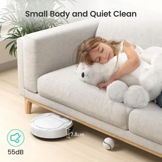 M210 Robot Vacuum Cleaner 2200Pa Strong Suction, 7.8cm Ultra-Thin for Low Carpet & Hard Floors, Wi-Fi/App/Alexa Control, Self-Charging, Ideal for Pet Hair M210 White