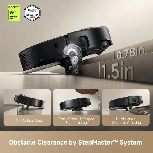 Mova V50 Ultra Complete Robot Vacuum and Mop Self-Cleaning, 24,000 Pa Suction, Liftable Navigation with Obstacle Overcoming and Warm Water Mopping with DuoSolution System Designed for Pets, Black