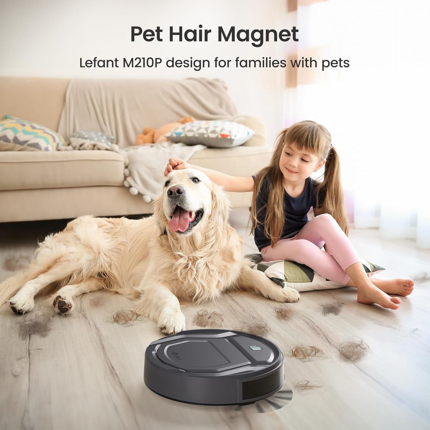 M210P Grey Robot Vacuum Cleaner, Small Robot Robotic Vacuum 7.8cm Thin 28cm DIA, 2200 Pa Suction, Alexa Voice Control Self-Charging Robotic Vacuum Ideal for Pet Hair Hard Floor and Carpet