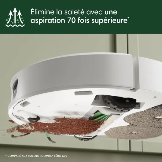IRobot Roomba Plus 505 Combo Robot + AutoWash - Base Multifonction - Lavage et séchage à l'air Chaud des lingettes - PrecisionVision IA - LiDAR Clearview Pro - 75 Jours d'autovidage - Blanc Blanc 505
