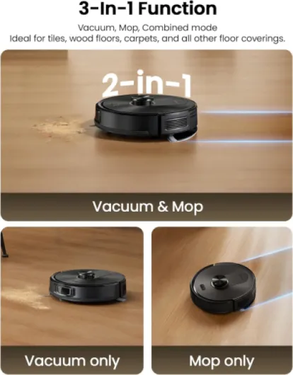 Q20 Plus Robot Vacuum Cleaner with Mop, Multi-Cyclone Bagless Self Emptying Docking Station, 10000pa/180min Runtime, Lidar Navigation, Robotic Vacuum for Pet Hair, Carpet and Hard Floor Black Gold