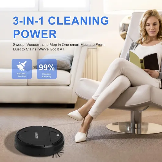 3-in-1 Robot Vacuum Cleaner with Mopping, Sweeping & Powerful Suction – Intelligent Obstacle Avoidance, Rechargeable, Easy-to-Use Automatic Vacuum for Hard Floors & Carpets