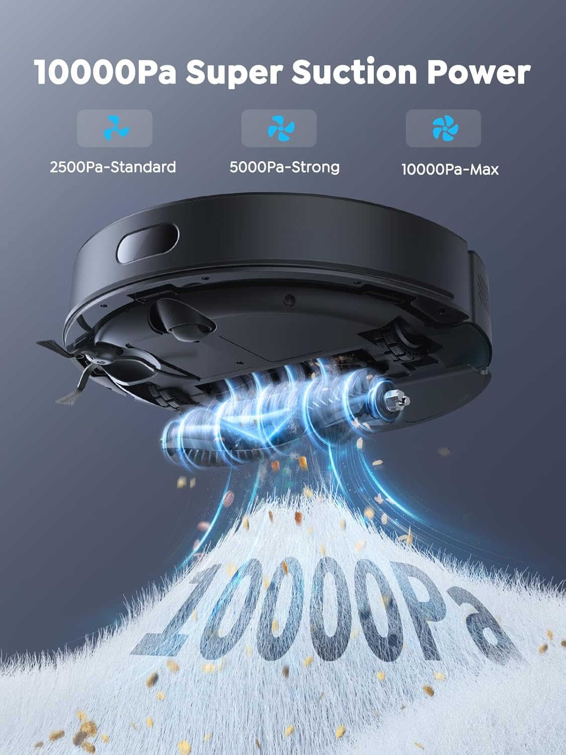 Robot Vacuum Cleaner with Mop Self Emptying, 10,000Pa Suction, LiDAR Navigation with Smart Mapping Robot Hoover, 180min Runtime, App/Voice Control for Pet Hair/Carpet/All Floors, E20 Black Standard