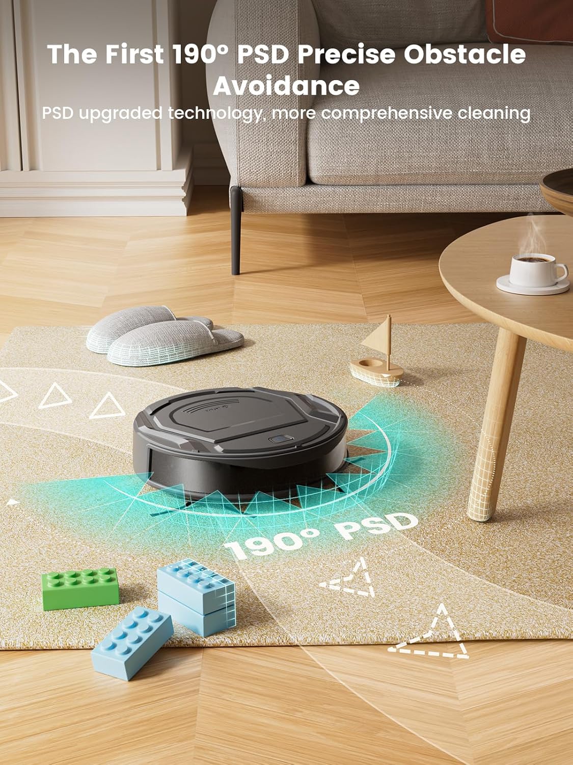 M210 Pro+ Robot Vacuum Cleaner, 4000Pa Strong Suction, Featured Small Robot 7.8cm Thin 28cm DIA, Robotic Vacuum Alexa Voice Control Self-Charging Ideal for Pet Hair Hard Floor, Black Milk Black