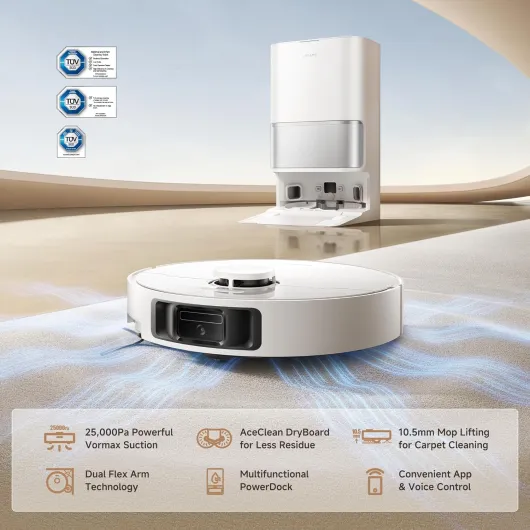 L10s Ultra Gen 3 Robot Vacuum and Mop with 25,000Pa Suction, Extendable Side Brush, 100-Day Auto-Empty, Auto Water Tank Refiling, 10.5mm Mop Lifting, and Voice & App Control