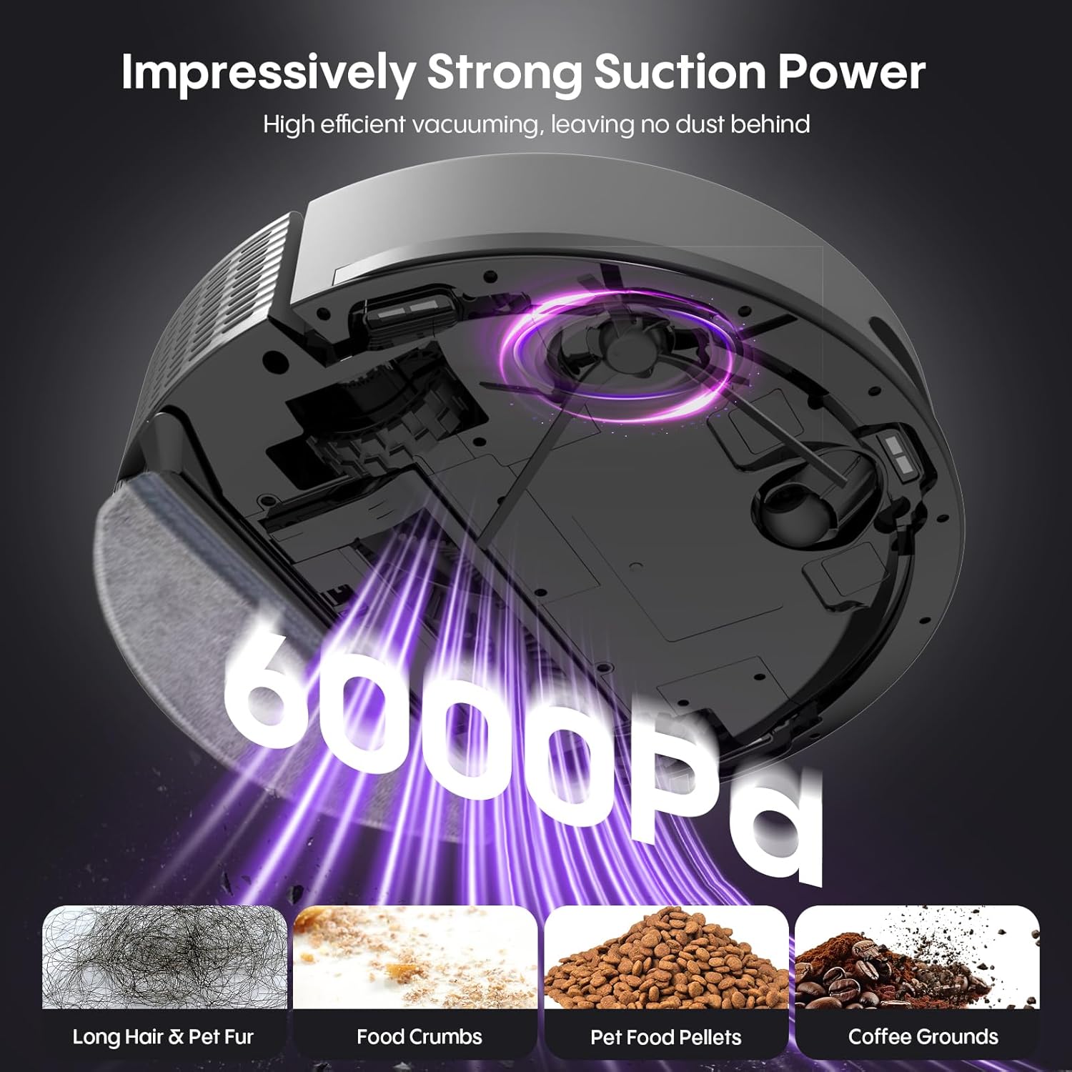 Robot Vacuum Cleaner with Mop,6000Pa Robotic Vacuum with Mapping,Self-Emptying Station for 90-Days Hands-Free Cleaning,LiDAR Navigation ,No-Go Zone,Self-Charging,Wi-Fi/App/Alexa,Hard Floors/Carpet Ink Black