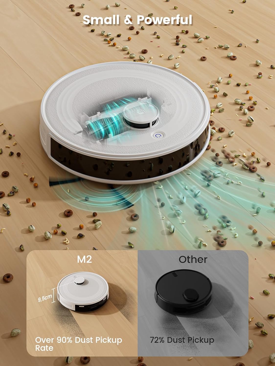 M2 Robot Vacuum Cleaner with Mop Room Mapping, 6000Pa, dToF Laser Navigation, 160 Min, 2.4G/5G Wi-Fi/App/Alexa, Customizable Cleaning, Ideal for Carpets, Hard Floors and Fully Furnished Homes Pure White