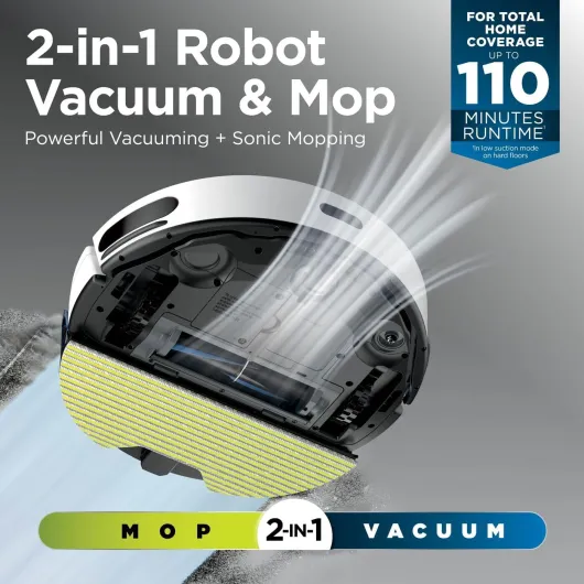 Shark Matrix Plus 2-in-1 Self-Empty Robot Vacuum Cleaner & Mop with LiDAR Home Mapping & Edge Cleaning, for Carpet, Hard Floors & Pet Hair, Anti-Allergen, Self-Charging, WiFi/App, White White Manual Empty