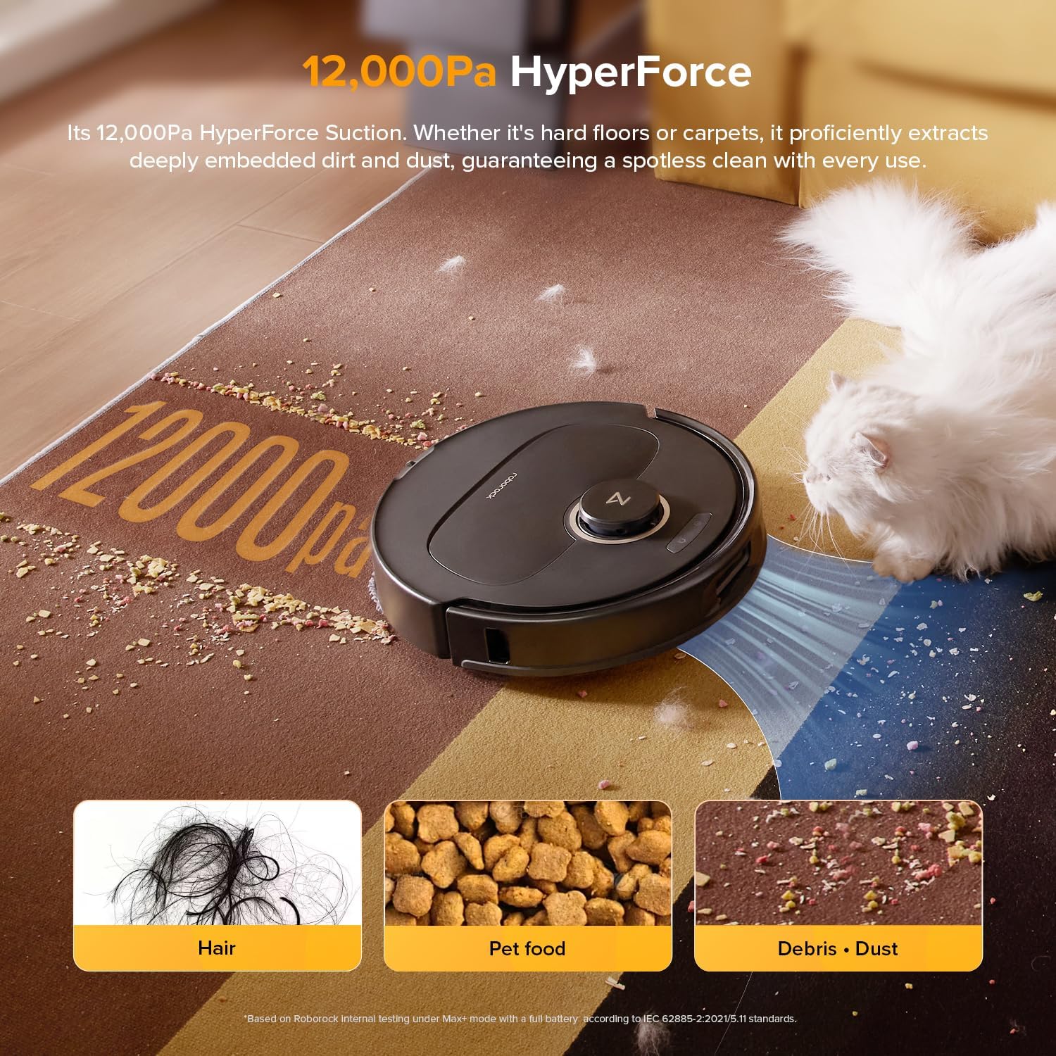 Qrevo S5V Robot Vacuum and Mop, FlexiArm Edge Mopping, 12,000Pa Suction, Dual Zero-Tangle System, Smart Obstacle Avoidance, 10mm Mop Lifting, Auto Mop Washing&Drying, Self-Emptying&Refilling Black