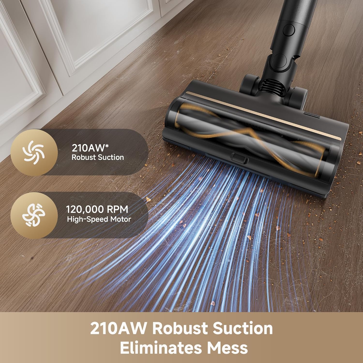 Cordless Stick Vacuum Cleaner Z30 Essential, 210AW Powerful Suction, Up to 90 Mins Runtime, Anti-Tangle Brush,LED Display, Dust Reveal Technology for Pet Hair, Carpet & Hard Floor